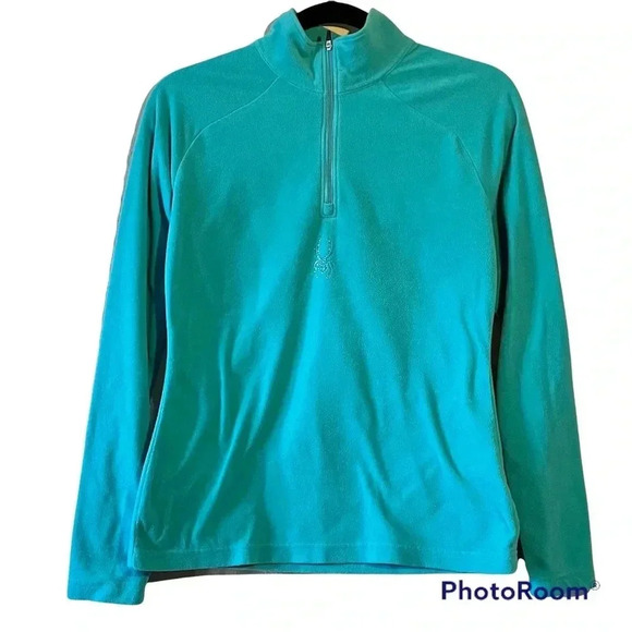 SPYDER Aqua Shimmer Bug Half Zip Velour Fleece w/Rhinestones Sz M (10-12) - Picture 1 of 5